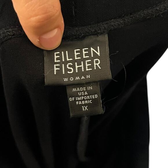 Eileen Fisher Black Pull On Pants Straight Leg Elastic Waistband Plus Size 1X - Picture 3 of 7
